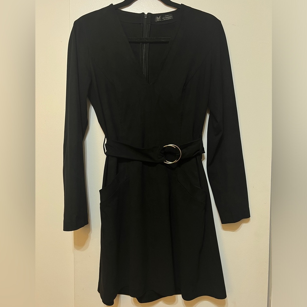Zara Suede Long Sleeve Dress Black Size L